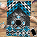 Personalised Aotearoa Niho Taniwha Motif Puzzle Blue Style - Aussie Hoodie