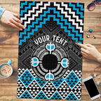 Personalised Aotearoa Niho Taniwha Motif Puzzle Blue Style - Aussie Hoodie