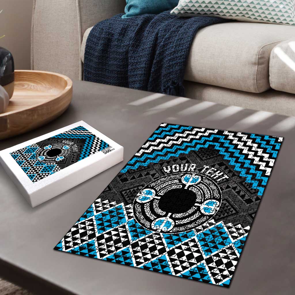Personalised Aotearoa Niho Taniwha Motif Puzzle Blue Style - Aussie Hoodie