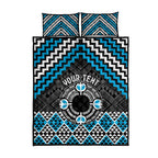 Personalised Aotearoa Niho Taniwha Motif Quilt Bed Set Blue Style