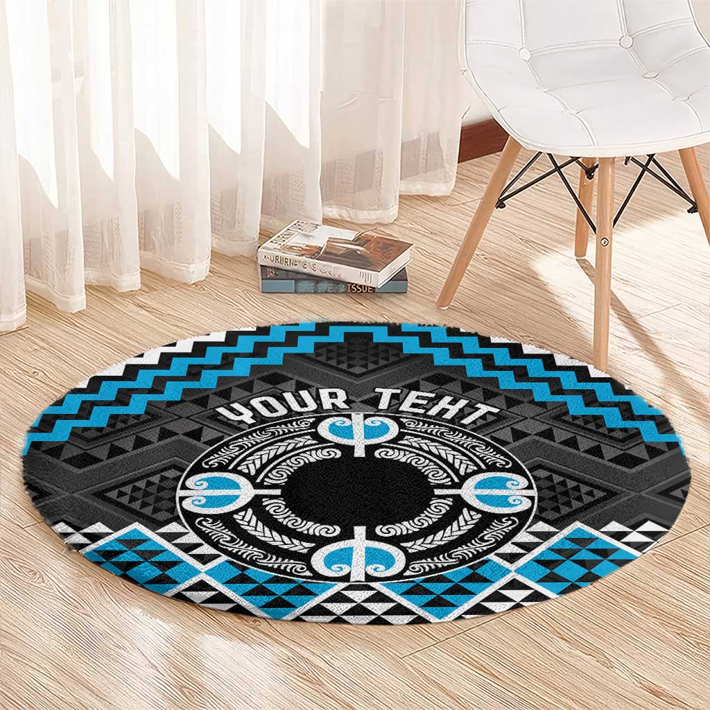 Personalised Aotearoa Niho Taniwha Motif Round Carpet Blue Style