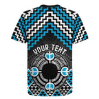 Personalised Aotearoa Niho Taniwha Motif Rugby Jersey Blue Style
