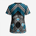 Personalised Aotearoa Niho Taniwha Motif Scrub Top Blue Style - Aussie Hoodie