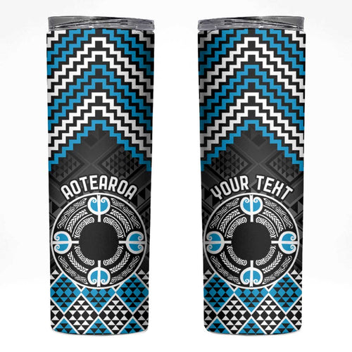 Personalised Aotearoa Niho Taniwha Motif Skinny Tumbler Blue Style