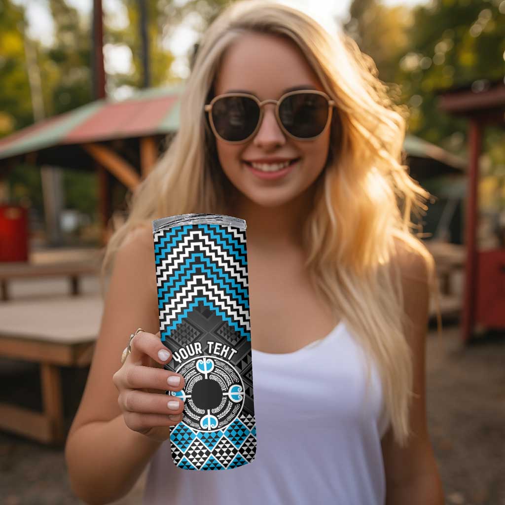Personalised Aotearoa Niho Taniwha Motif Skinny Tumbler Blue Style