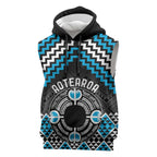 Personalised Aotearoa Niho Taniwha Motif Sleeveless Hoodie Blue Style - Aussie Hoodie