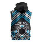 Personalised Aotearoa Niho Taniwha Motif Sleeveless Hoodie Blue Style - Aussie Hoodie
