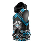 Personalised Aotearoa Niho Taniwha Motif Sleeveless Hoodie Blue Style - Aussie Hoodie