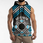 Personalised Aotearoa Niho Taniwha Motif Sleeveless Hoodie Blue Style - Aussie Hoodie