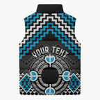Personalised Aotearoa Niho Taniwha Motif Sleeveless Puffer Jacket Blue Style - Aussie Hoodie
