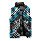 Personalised Aotearoa Niho Taniwha Motif Sleeveless Puffer Jacket Blue Style - Aussie Hoodie