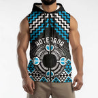Personalised Aotearoa Niho Taniwha Motif Sleeveless Zip Hoodie Blue Style LT9
