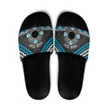 Personalised Aotearoa Niho Taniwha Motif Slide Sandals Blue Style - Aussie Hoodie