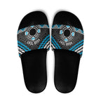 Personalised Aotearoa Niho Taniwha Motif Slide Sandals Blue Style - Aussie Hoodie