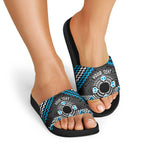 Personalised Aotearoa Niho Taniwha Motif Slide Sandals Blue Style - Aussie Hoodie