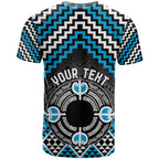 Personalised Aotearoa Niho Taniwha Motif T Shirt Blue Style