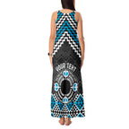 Personalised Aotearoa Niho Taniwha Motif Tank Maxi Dress Blue Style