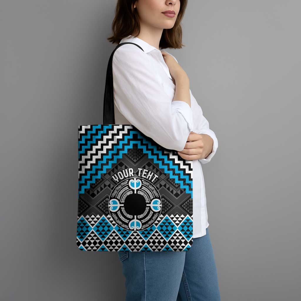 Personalised Aotearoa Niho Taniwha Motif Tote Bag Blue Style - Aussie Hoodie