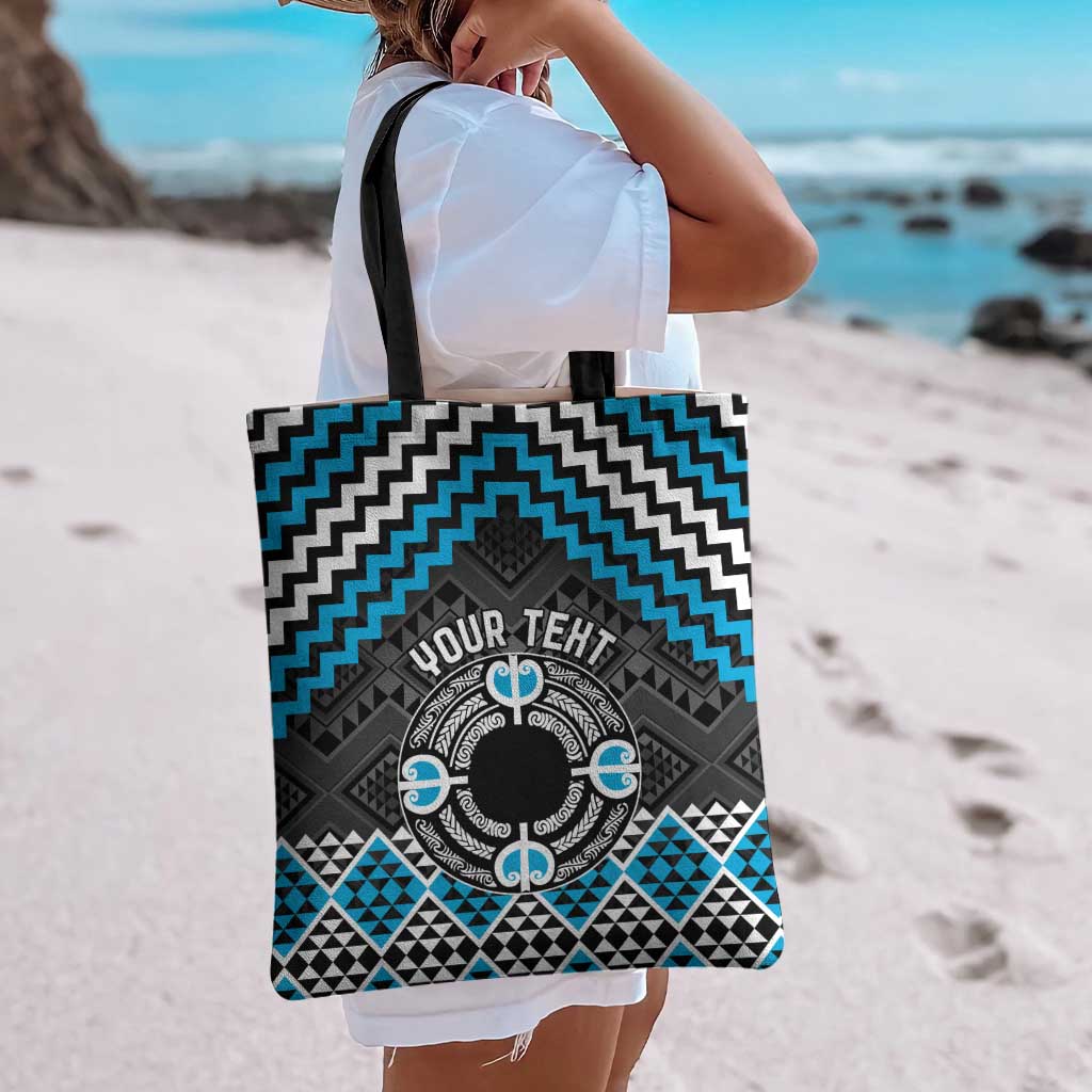 Personalised Aotearoa Niho Taniwha Motif Tote Bag Blue Style - Aussie Hoodie