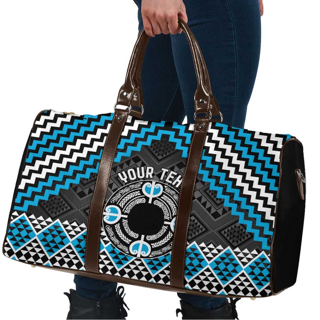 Personalised Aotearoa Niho Taniwha Motif Travel Bag Blue Style - Aussie Hoodie