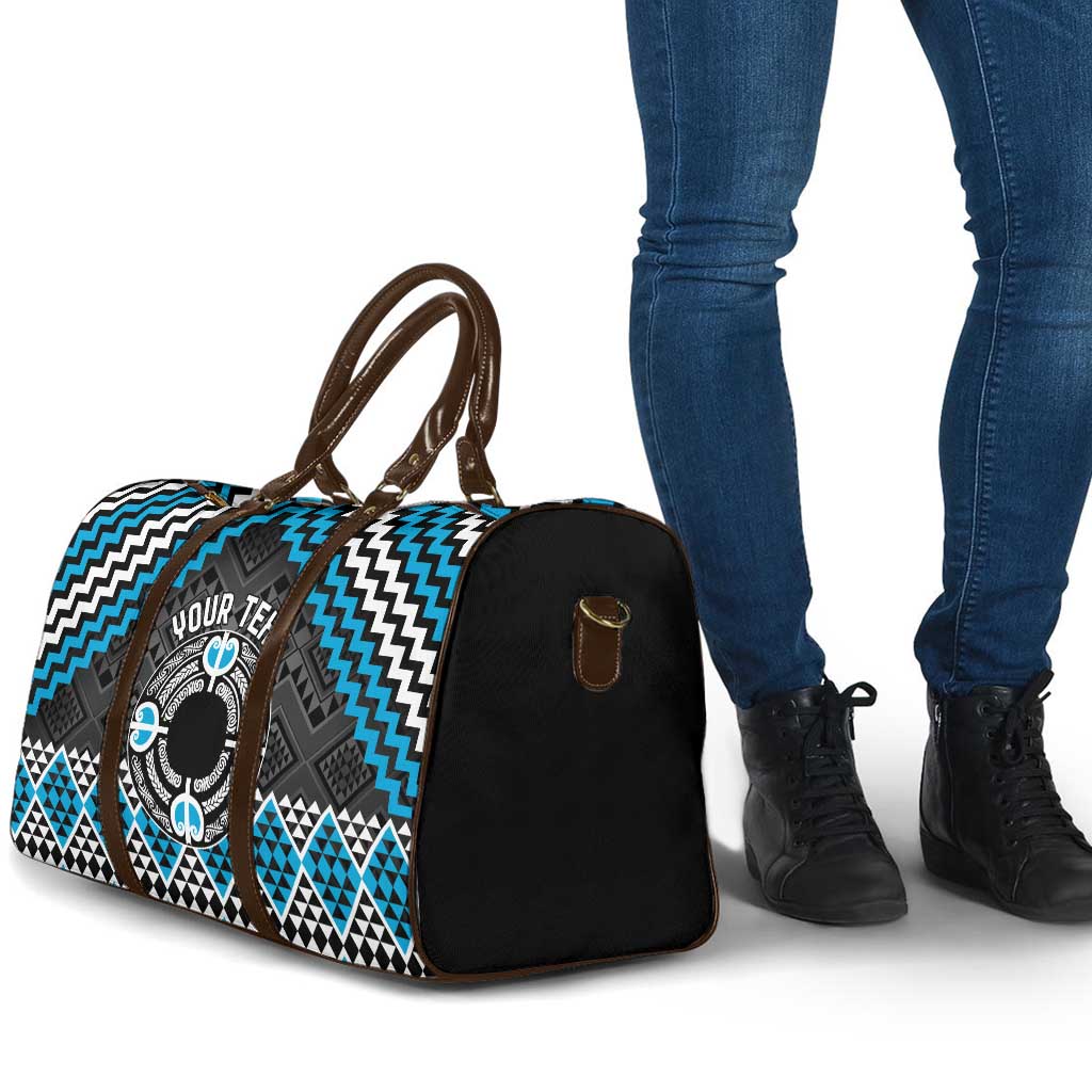 Personalised Aotearoa Niho Taniwha Motif Travel Bag Blue Style - Aussie Hoodie