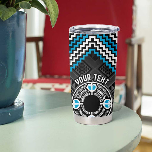 Personalised Aotearoa Niho Taniwha Motif Tumbler Cup Blue Style