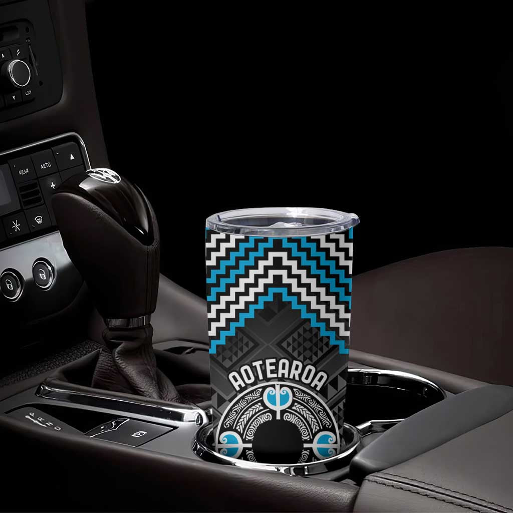 Personalised Aotearoa Niho Taniwha Motif Tumbler Cup Blue Style