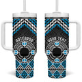 Personalised Aotearoa Niho Taniwha Motif Tumbler With Handle Blue Style