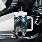Personalised Aotearoa Niho Taniwha Motif Tumbler With Handle Blue Style
