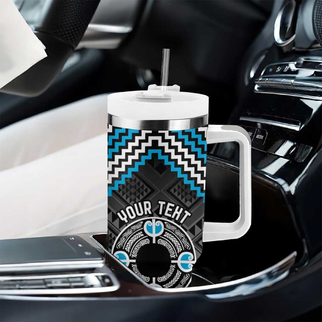Personalised Aotearoa Niho Taniwha Motif Tumbler With Handle Blue Style