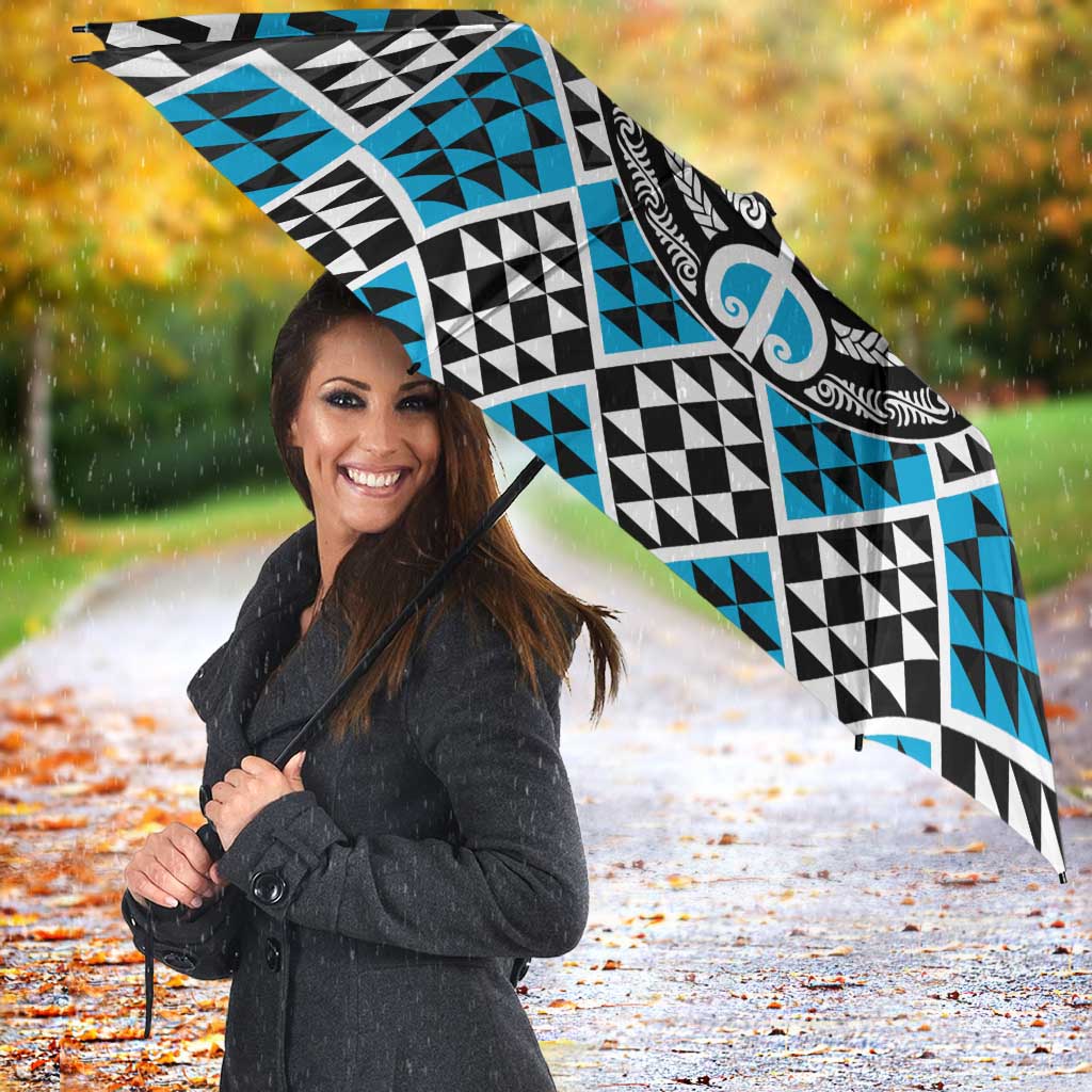 Personalised Aotearoa Niho Taniwha Motif Umbrella Blue Style - Aussie Hoodie