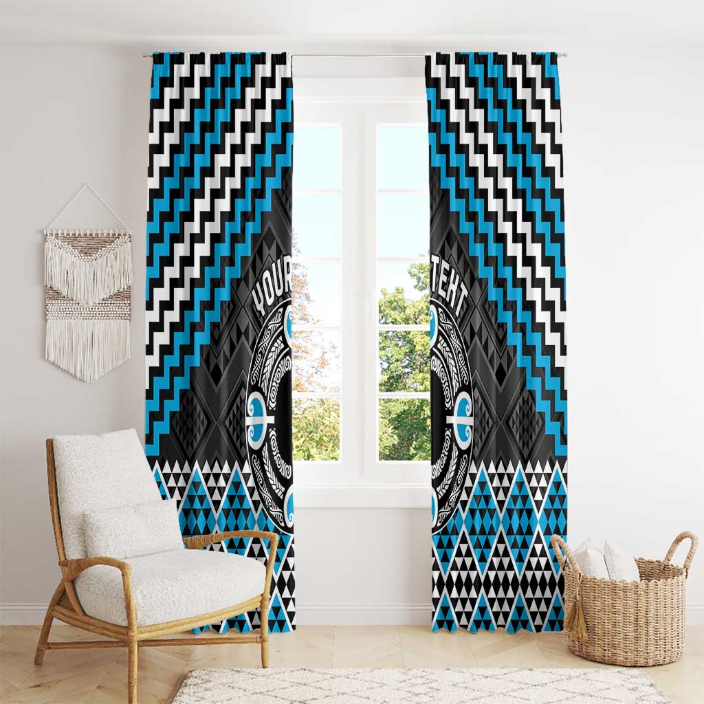 Personalised Aotearoa Niho Taniwha Motif Window Curtain Blue Style