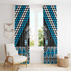 Personalised Aotearoa Niho Taniwha Motif Window Curtain Blue Style