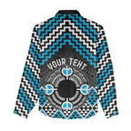 Personalised Aotearoa Niho Taniwha Motif Women Casual Shirt Blue Style