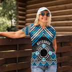 Personalised Aotearoa Niho Taniwha Motif Women Polo Shirt Blue Style