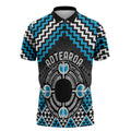 Personalised Aotearoa Niho Taniwha Motif Zipper Polo Shirt Blue Style - Aussie Hoodie