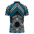 Personalised Aotearoa Niho Taniwha Motif Zipper Polo Shirt Blue Style - Aussie Hoodie
