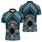Personalised Aotearoa Niho Taniwha Motif Zipper Polo Shirt Blue Style - Aussie Hoodie