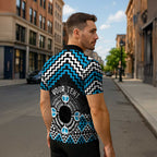Personalised Aotearoa Niho Taniwha Motif Zipper Polo Shirt Blue Style - Aussie Hoodie