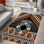 Personalised Aotearoa Niho Taniwha Motif Area Rug Gold Style
