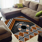 Personalised Aotearoa Niho Taniwha Motif Area Rug Gold Style