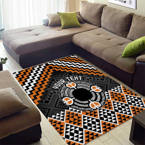 Personalised Aotearoa Niho Taniwha Motif Area Rug Gold Style