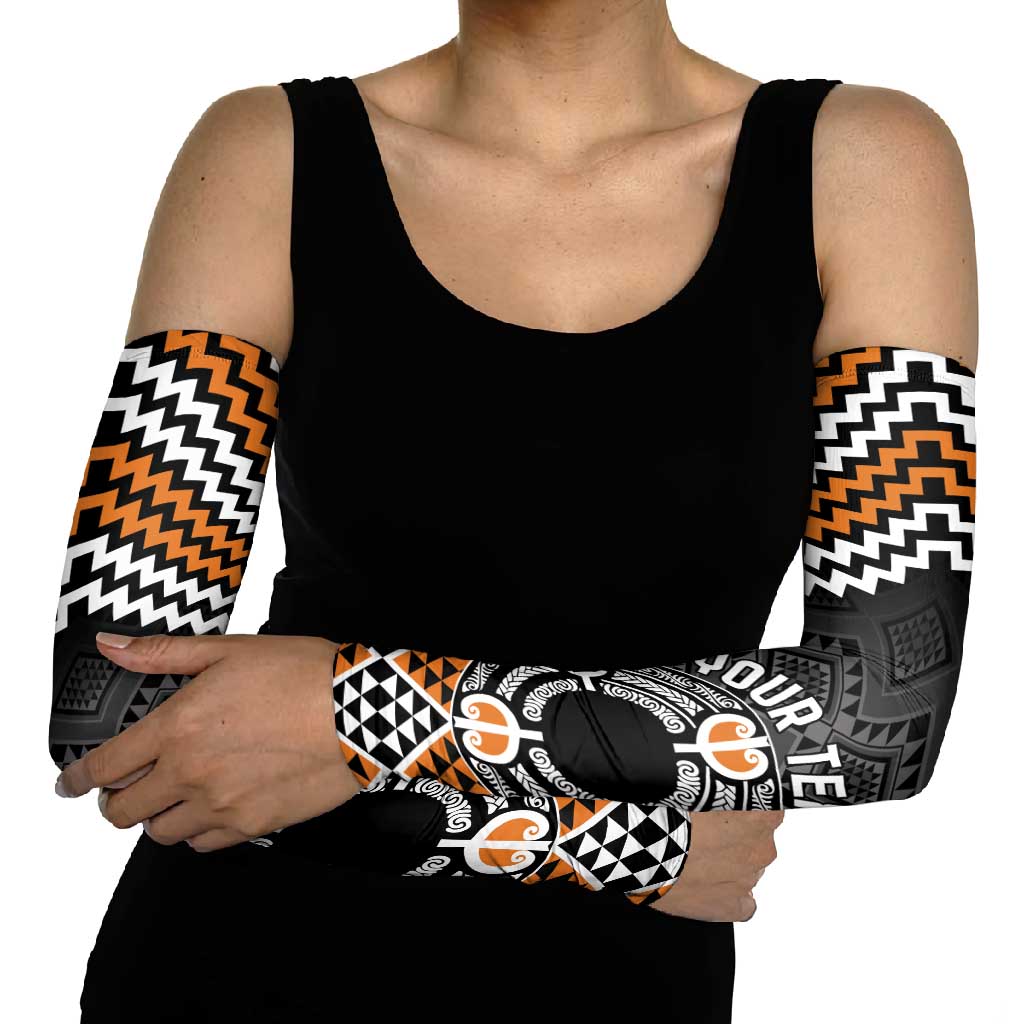 Personalised Aotearoa Niho Taniwha Motif Arm Sleeves Gold Style - Aussie Hoodie