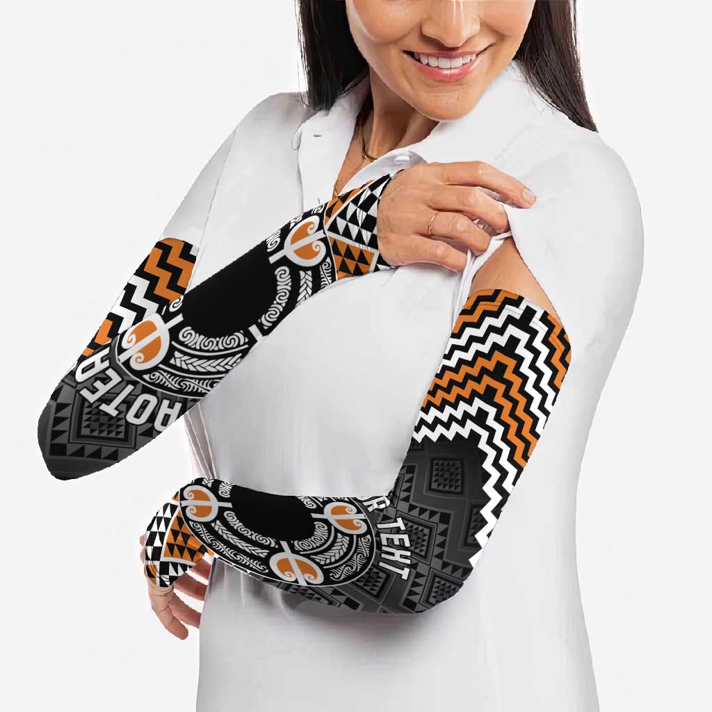Personalised Aotearoa Niho Taniwha Motif Arm Sleeves Gold Style - Aussie Hoodie
