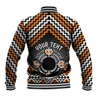 Personalised Aotearoa Niho Taniwha Motif Baseball Jacket Gold Style