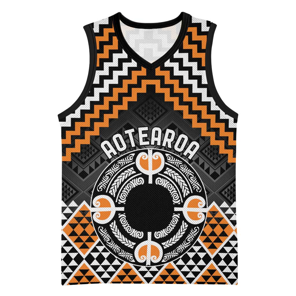 Personalised Aotearoa Niho Taniwha Motif Basketball Jersey Gold Style - Aussie Hoodie
