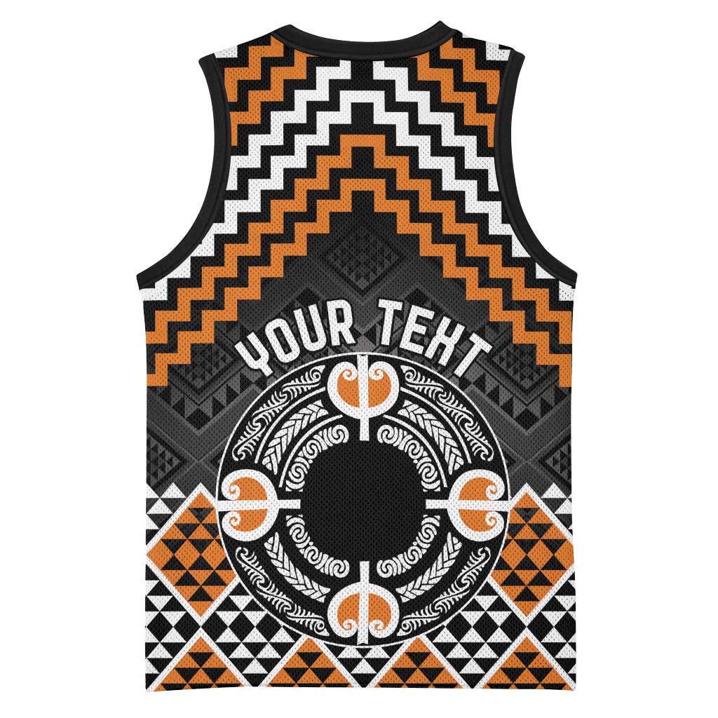Personalised Aotearoa Niho Taniwha Motif Basketball Jersey Gold Style - Aussie Hoodie