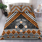 Personalised Aotearoa Niho Taniwha Motif Bedding Set Gold Style