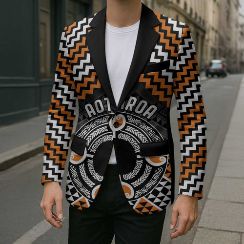 Personalised Aotearoa Niho Taniwha Motif Blazer Gold Style - Aussie Hoodie