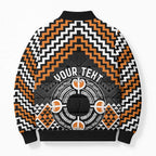 Personalised Aotearoa Niho Taniwha Motif Bomber Puffer Jacket Gold Style - Aussie Hoodie